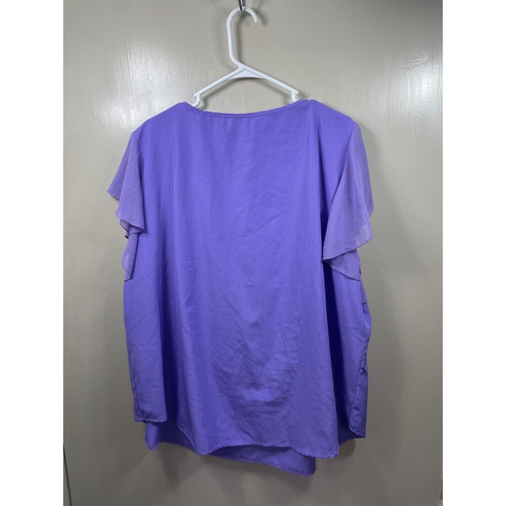 Womens Purple V-Neck Ruffle Blouse with Sequin Trim size 4 XL - Picture 5 of 11